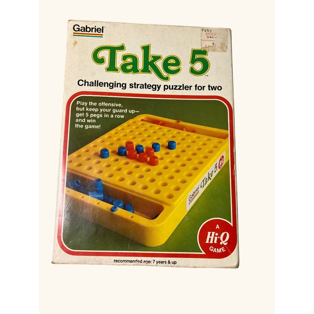 Vintage Gabriel Take 5 Strategy Board Game Hi-Q Puzzle No. 77452 For Ages 7 & Up